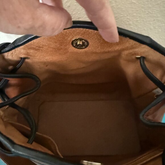 Vintage Jo Ann Page Brown Leather w/ Black Piping Shoulder Bag *Made in the USA* - Picture 8 of 10